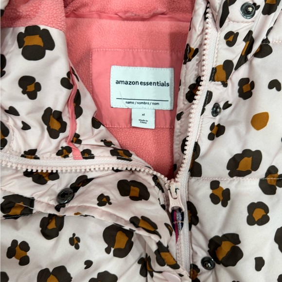 Amazon basics Leopard Print Hooded Jacket XL girls coat 14/16 - Picture 2 of 3